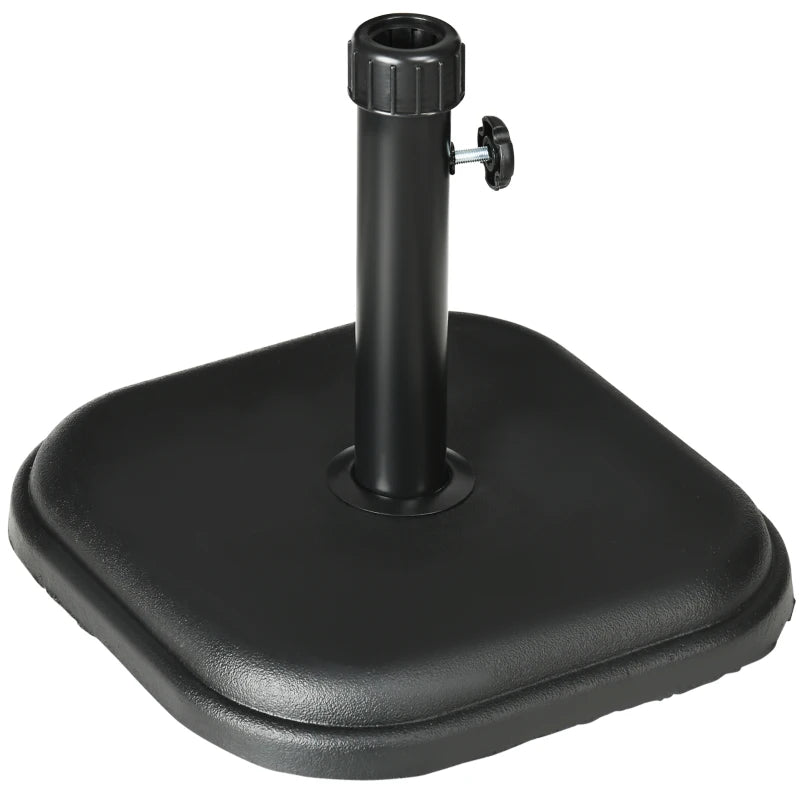 Black Square Concrete Garden Parasol Base Holder - 11kg