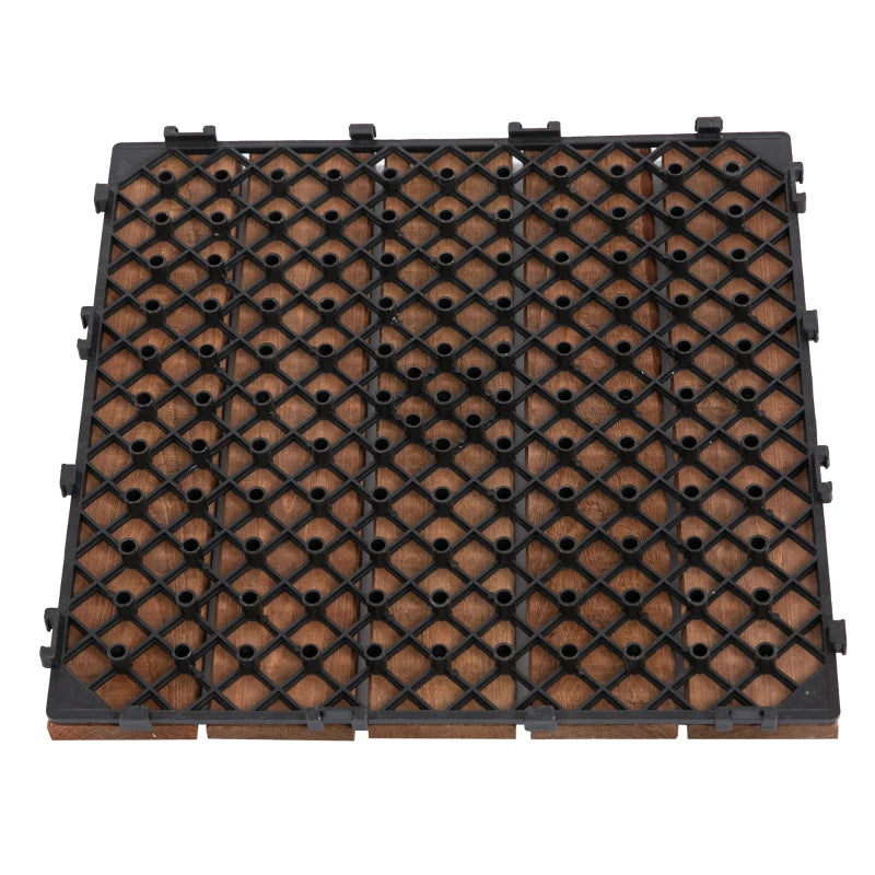 Brown Wooden Interlocking Decking Tiles (27 Tiles)