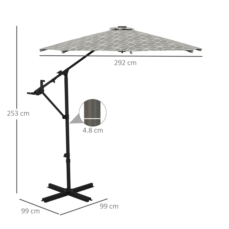 360° Rotation Black & White Cantilever Garden Parasol