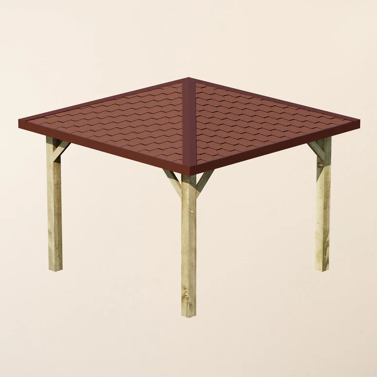 Ruby Wooden 4 Pitch Gazebo with Katepal Red Shingle Roof - Premium Garden Gazebo Structure