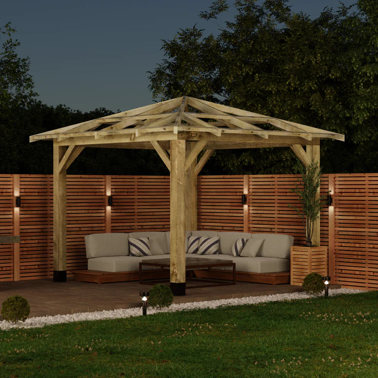 Ruby Open Roof 4 Pitch Wooden Pergola - Premium Pressure-Treated Garden Pergola Kit