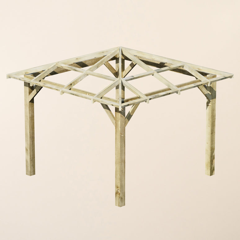 Ruby Open Roof 4 Pitch Wooden Pergola - Premium Pressure-Treated Garden Pergola Kit