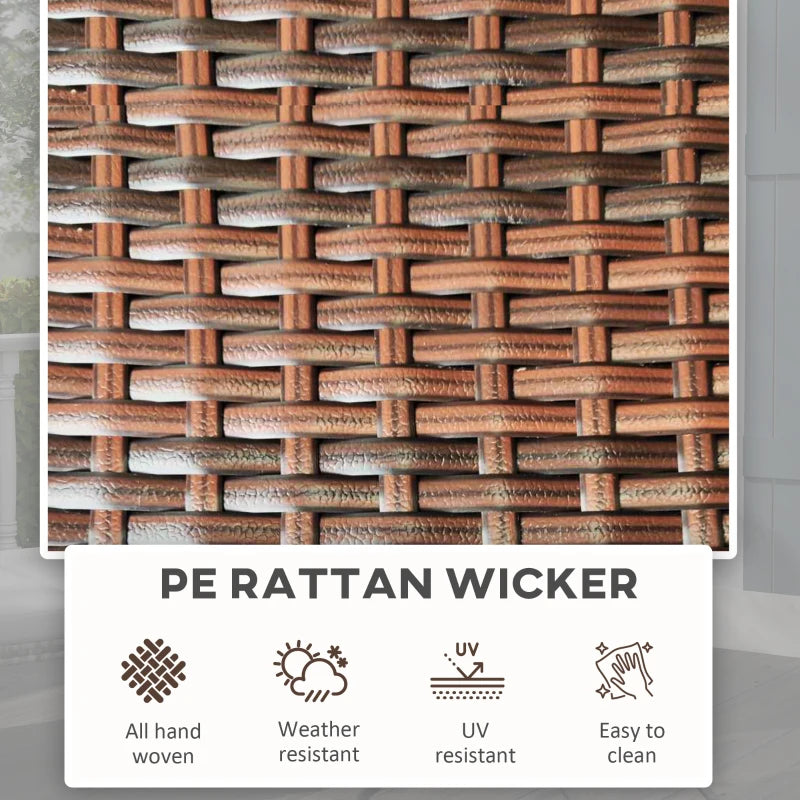 Foldable Rattan Outdoor Coffee Table - Metal Frame, Round Side Table, Mixed Brown