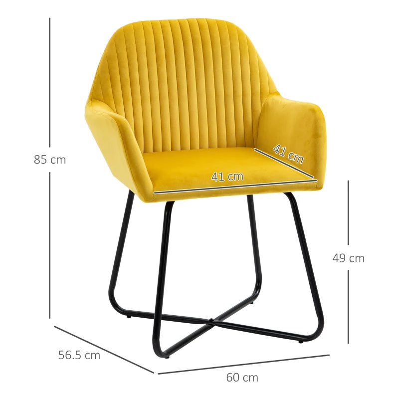 Modern Upholstered Accent Chair with Metal Base for Living Room in Yellow - Stylish Armchair for Home Decor