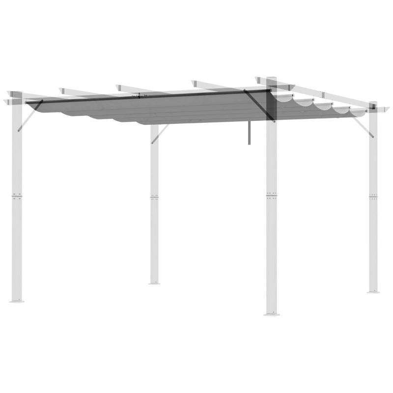 Retractable Pergola Shade Cover - Replacement Canopy Fabric for 3m x 3m Gazebo - Light Grey