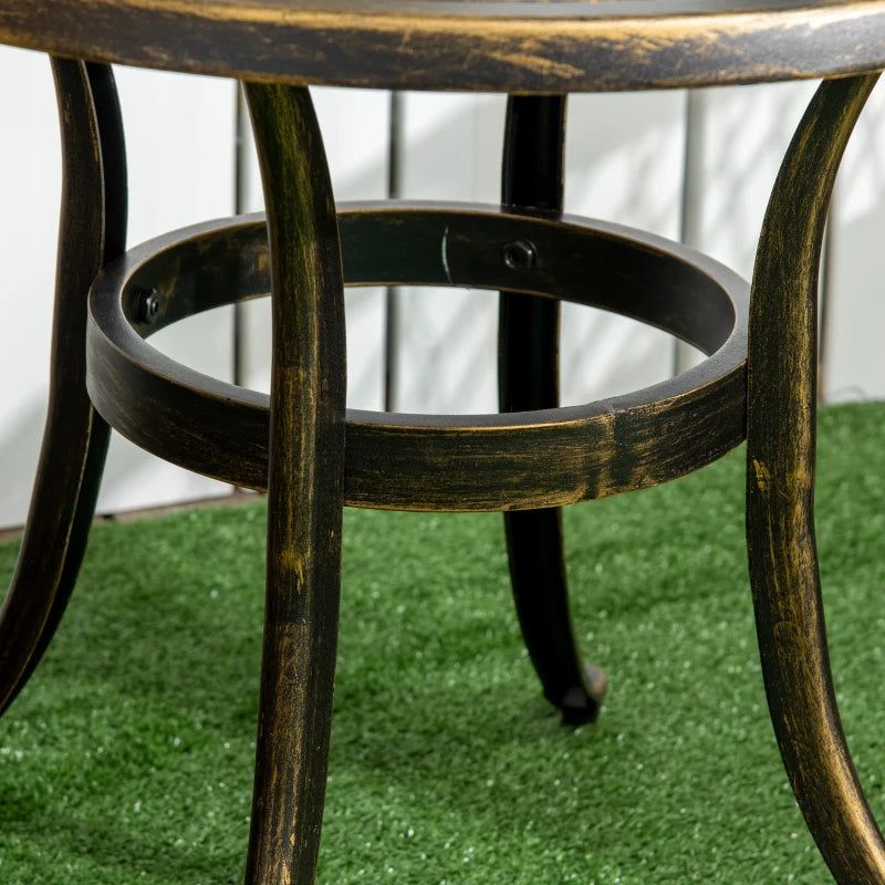 Bronze Round Industrial Side Table with Hollow Top - Patio, Garden, Balcony