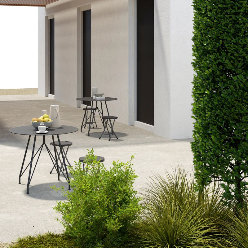 Set of Four Charcoal Grey Folding Carry Stools - Compact and Lightweight Design