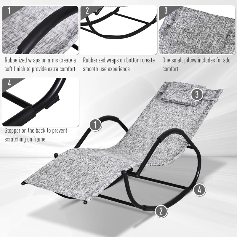 Grey Zero Gravity Rocking Lounge Chair with Pillow