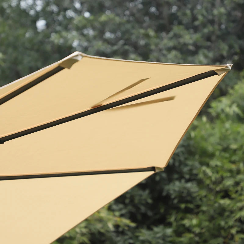 Beige Round Tilt Umbrella with 360° Rotation and Hand Crank