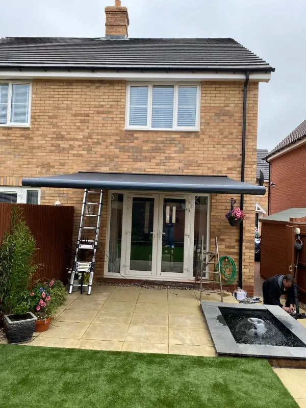 Grey 3.5m x 3m Electric Awning With LED Lights - Fully Retractable