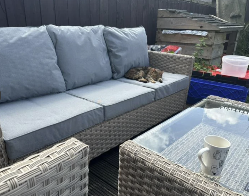 4 Piece Brown Rattan Sofa Set - 3 Seater Sofa and 2 Chairs + Coffee Table