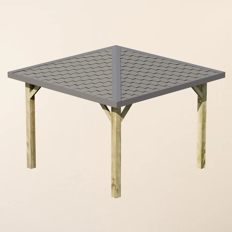 Ruby Wooden 4 Pitch Gazebo with Katepal Grey Shingle Roof - Premium Weatherproof Garden Gazebo