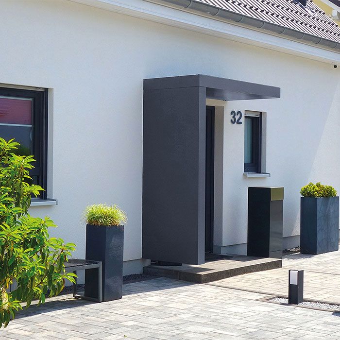 250x90cm Aluminium Canopy With LED Light Strip & Side Panel - Anthracite Grey (Left or Right)