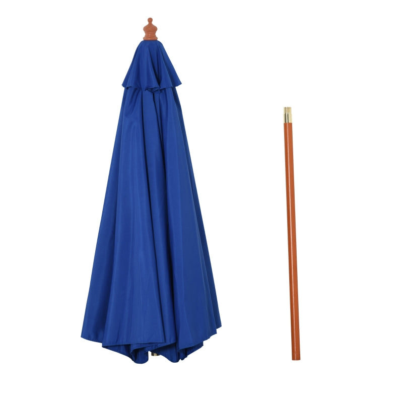 Blue 2.5m Round Garden Parasol Umbrella with Wooden Pole