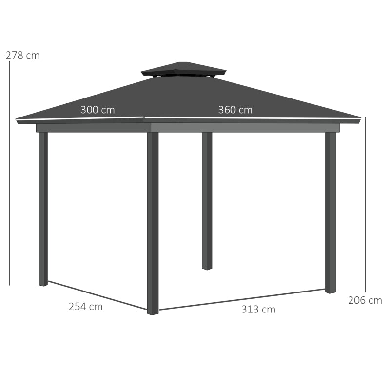 3.6m x 3m Polycarbonate Gazebo With Netting