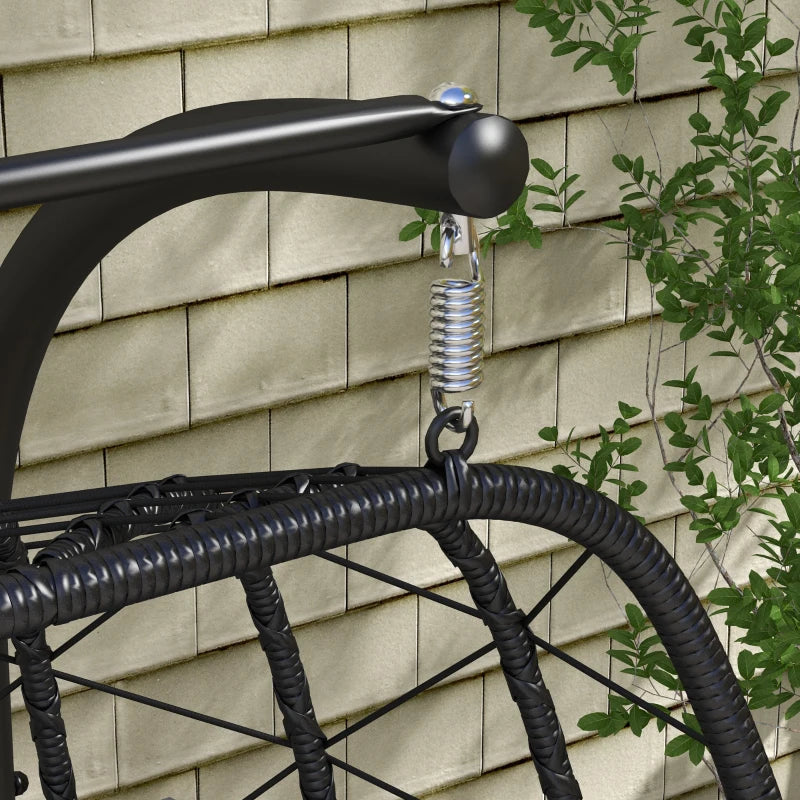 Black Steel Frame Hanging Egg Chair for Two