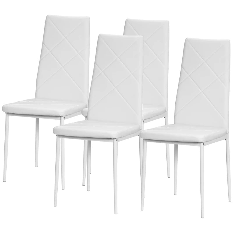 Set of 4 Modern White Faux Leather Dining Chairs - Stylish, Comfortable, Easy to Clean for Dining Room or Kitchen