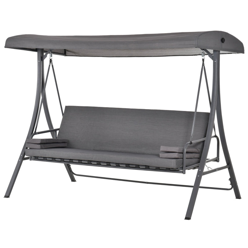 3-Seater Swing Hammock with Adjustable Canopy and Cushion - Garden Patio Furniture