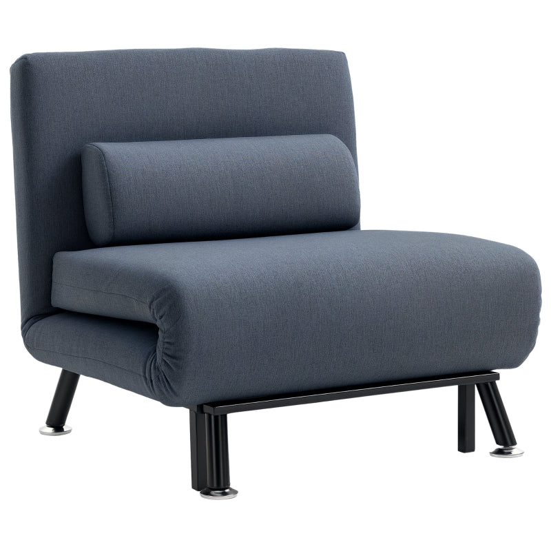 3-in-1 Convertible Sleeper Chair with Adjustable Backrest and Pillow for Living Room and Bedroom, Dark Grey Linen