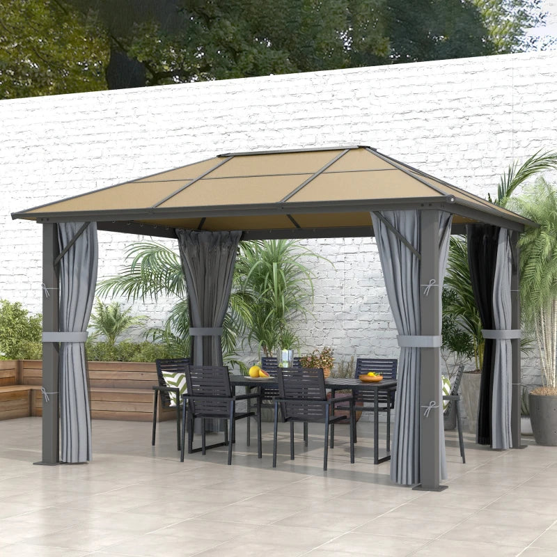 3m x 3.6m Hardtop Aluminium Gazebo With Curtains