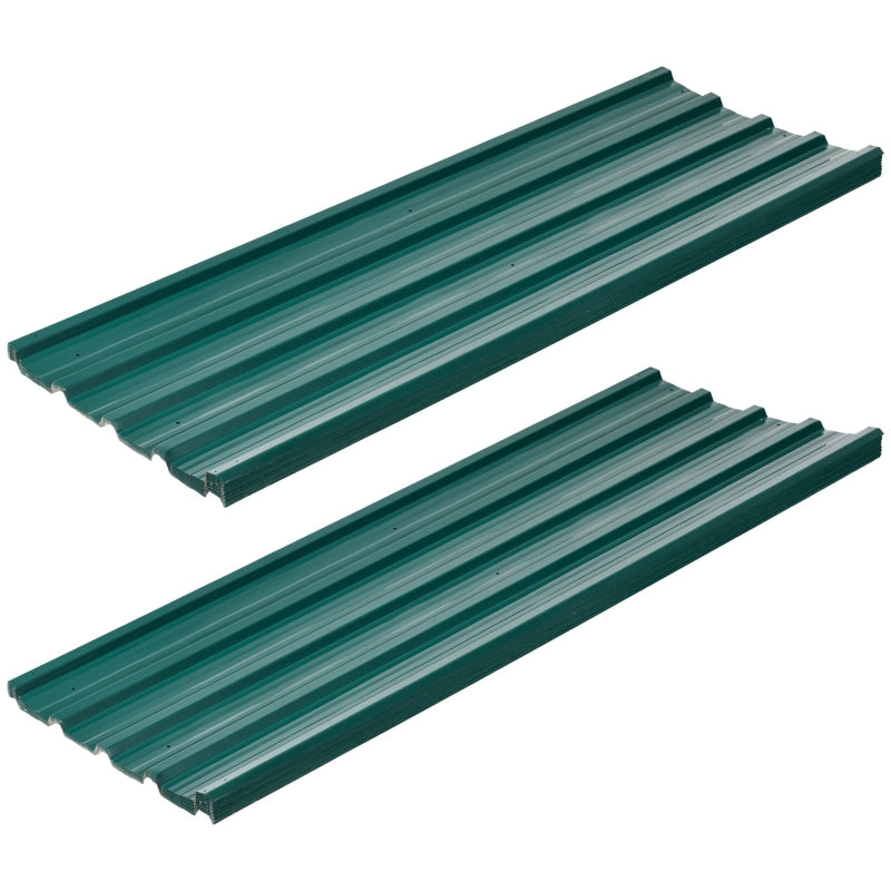 Pack of 24 Green Galvanised Metal Roofing Sheets for Sheds