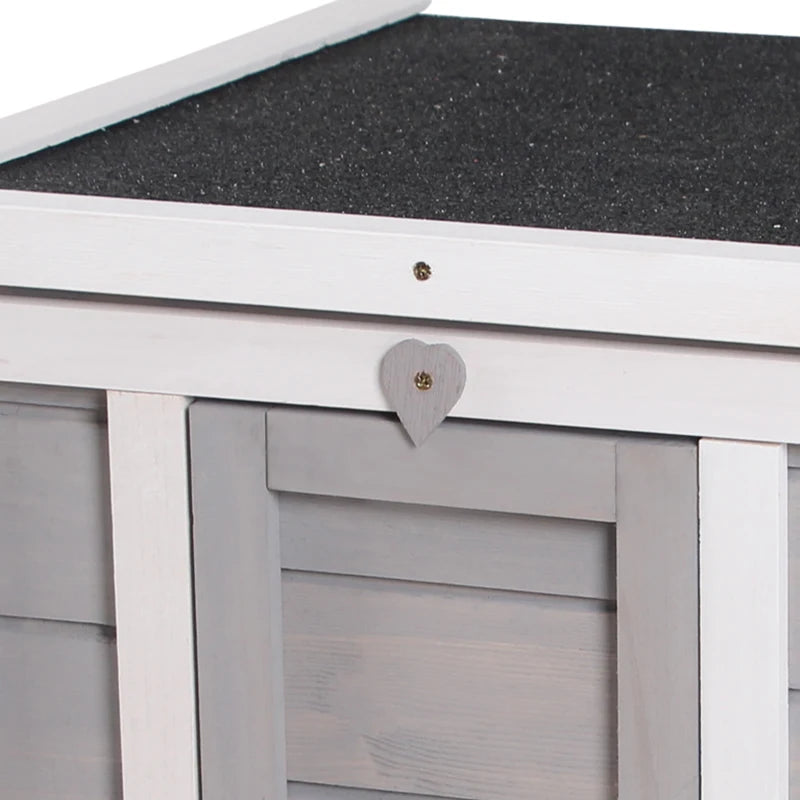 Wooden Rabbit Hutch Outdoor - Guinea Pig & Bunny Cage with Openable Roof, Cat House, Small Animal House, 51x42x43cm, Grey