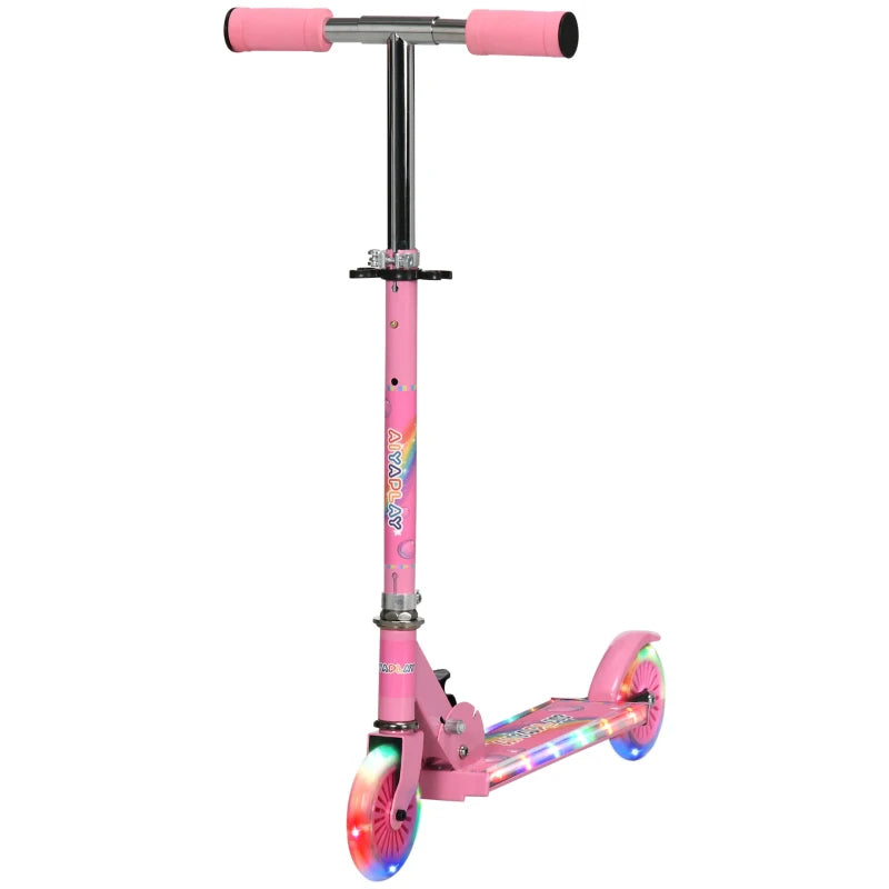 Pink Kids Scooter with Lights & Music, Adjustable Height, Foldable Frame - Perfect for Ages 3-7 Years