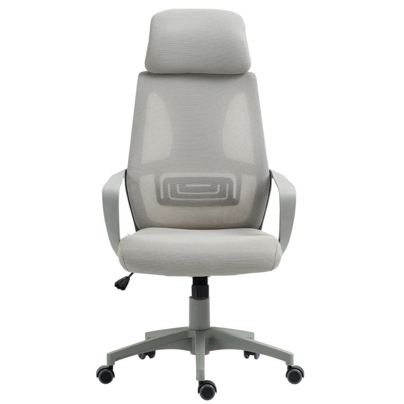 Vinsetto Ergonomic High Back Office Chair - Mesh Desk Chair with Lumbar Support, Adjustable Headrest & Height, Grey