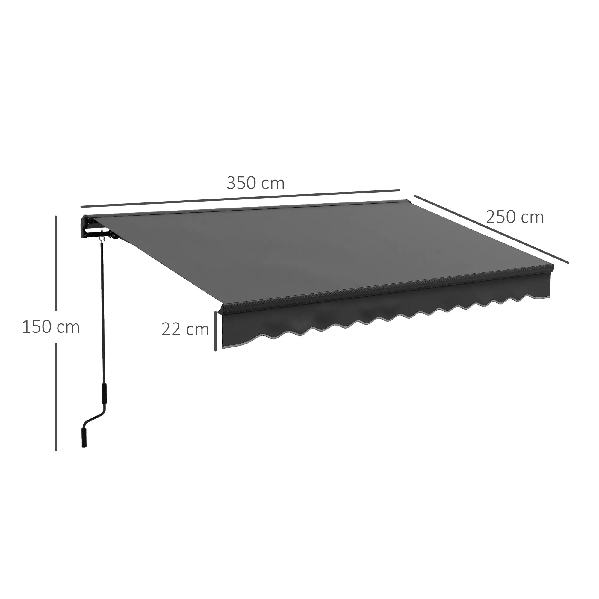 2.5m x 3.5m Dark Grey Aluminium Framed Electric Awning - Fully Retractable