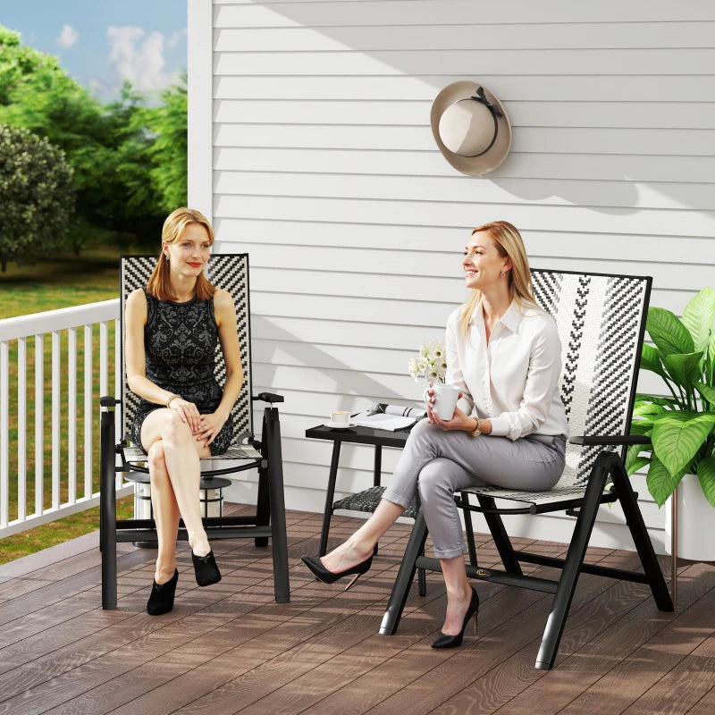 Set of 2 Grey Rattan Reclining Garden Chairs - Stylish Outdoor Seating for Patio, Deck, or Balcony