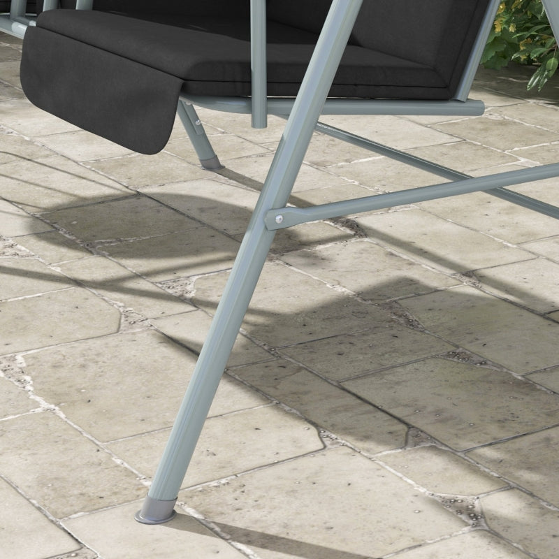 Black 2-Seater Patio Swing Chair with Tilting Canopy and Storage