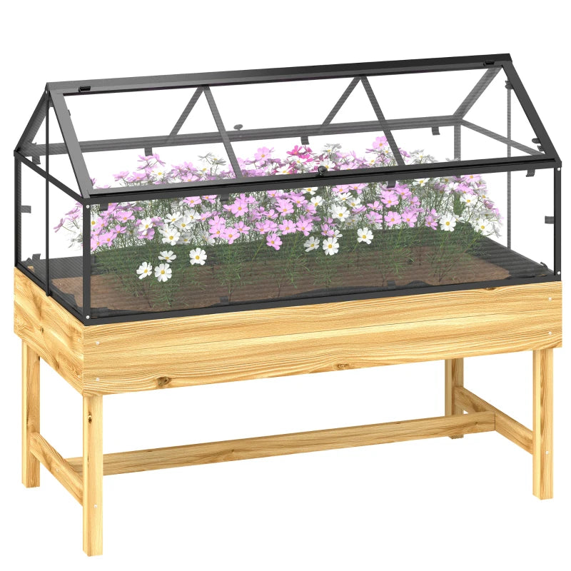 60 x 120cm Natural Wooden Raised Garden Bed - Perfect for Vegetables and Flowers