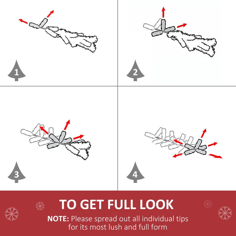 1.8m Pre-Lit Artificial Christmas Tree - 6ft Spruce with Warm White LED Lights & Metal Stand - Holiday Décor