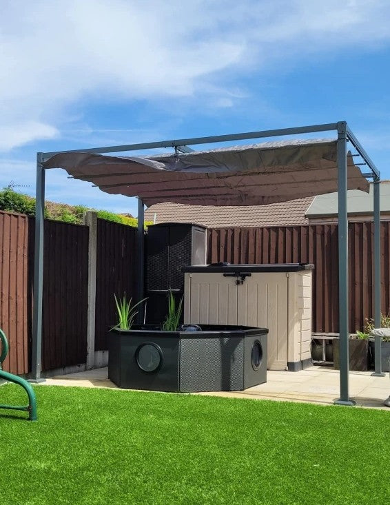 4m x 3m Dark Grey Metal Rectangular Pergola