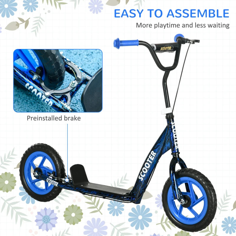 Adjustable Kids Scooter with Non-slip Footplate and Rear Brake for Safe Riding Blue