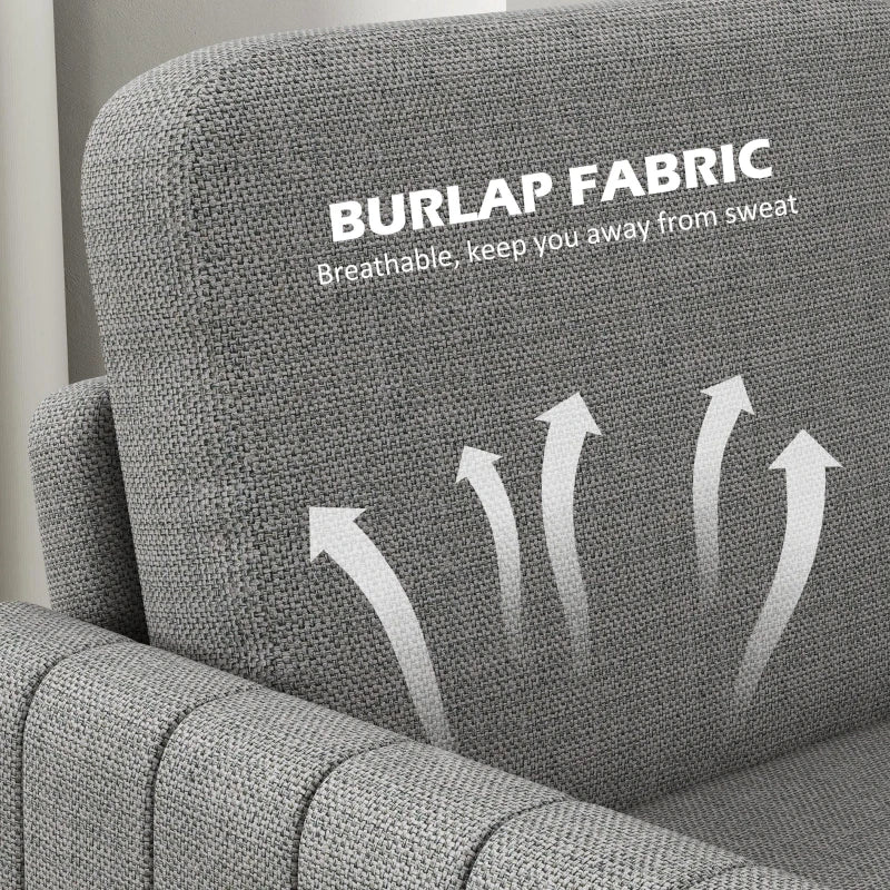 Modern Channel Tufted 2 Seater Sofa in Light Grey - Comfy Upholstered Loveseat for Living Room, Bedroom, Office