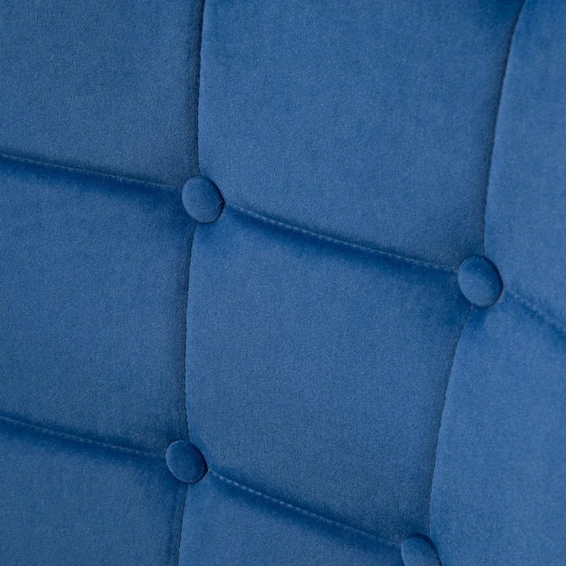 Stylish Velvet Wingback Armchair with Footstool for Living Room, Bedroom or Home Office in Dark Blue