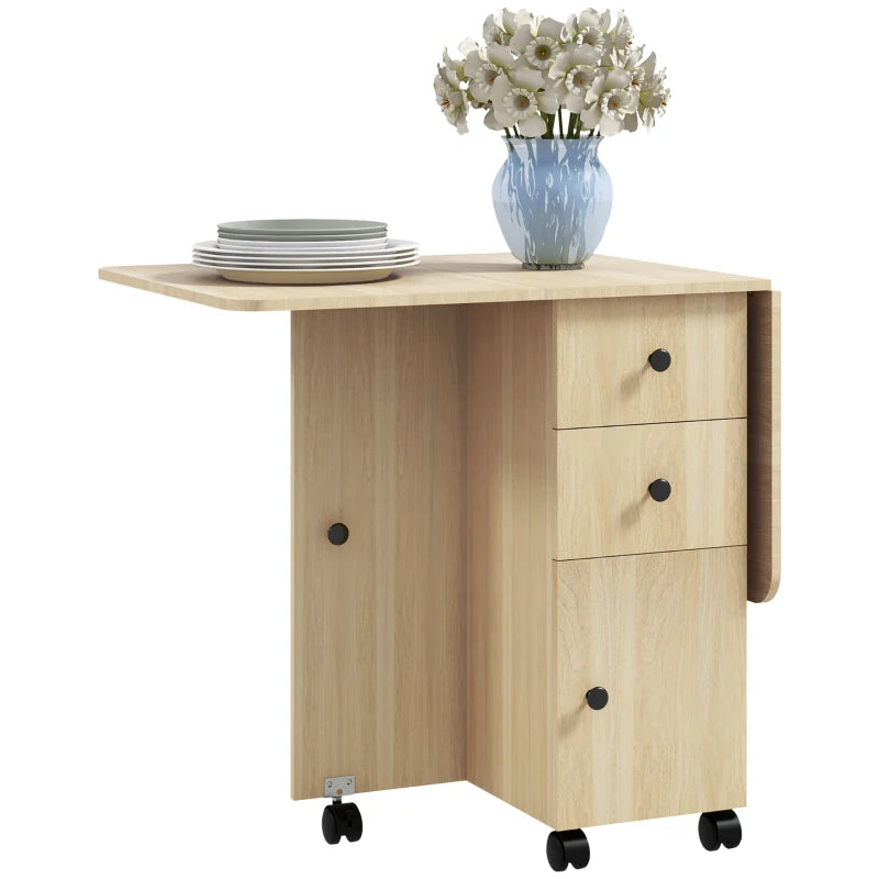 Stylish Six-Person Drop Leaf Dining Table with Storage - Elegant Wood-Effect Design for Modern Homes