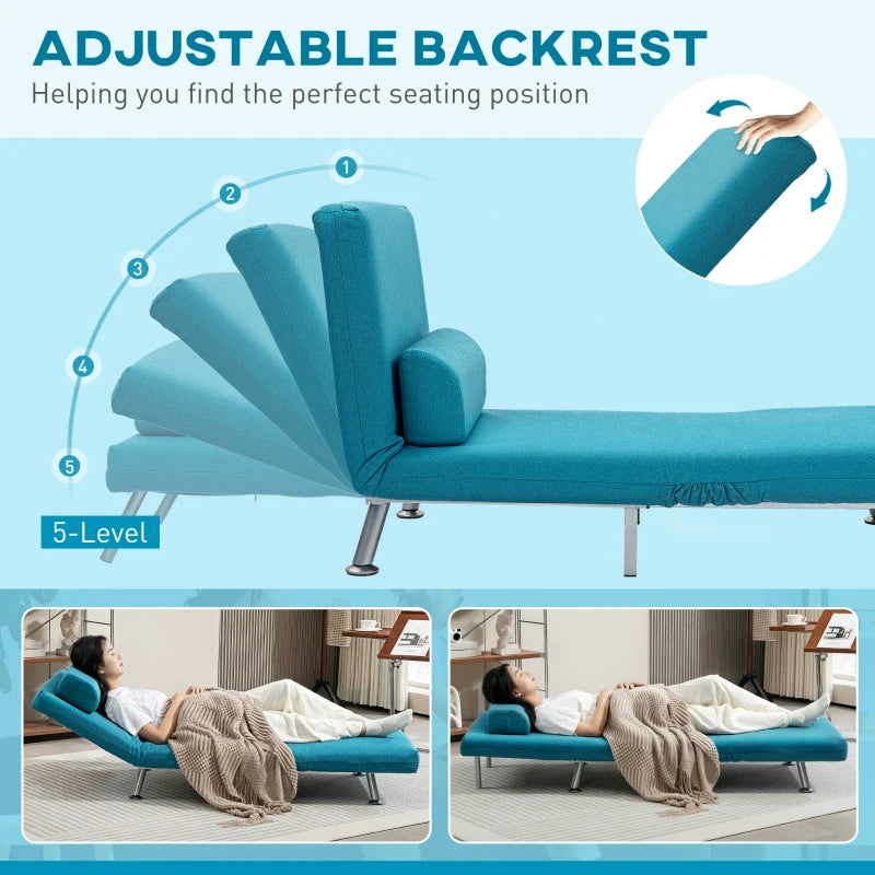 Linen-Feel Dark Blue Sleeper Chair for Stylish and Comfortable Guest Accommodation