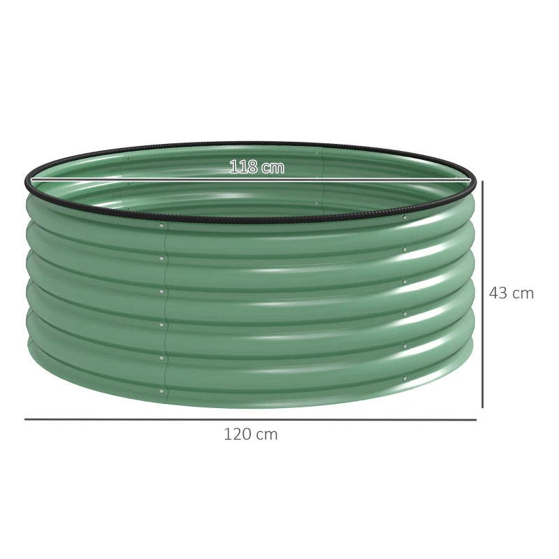 Galvanised Raised Garden Bed with Safety Edging - Outdoor Planter Box, 120 x 120 x 43 cm, Light Green