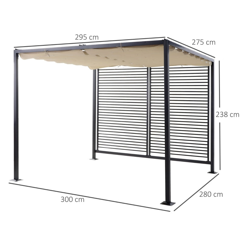 2.8m x 3m Metal Pergola - Retractable