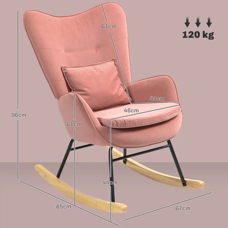 Velvet Rocking Armchair in Pink - Stylish and Comfortable Seating for Your Home