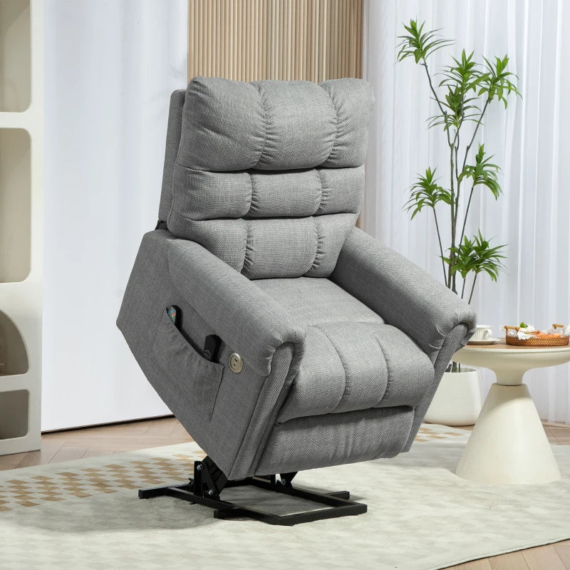 Electric Massage Rise and Recline Armchair in Grey for Ultimate Comfort and Relaxation