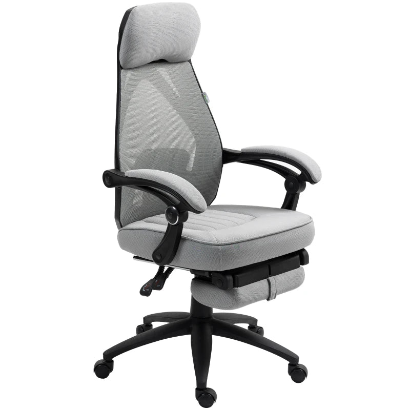 Vinsetto High Back Office Chair with Footrest - Adjustable Swivel Desk Chair with Headrest for Home Office - Dark Grey