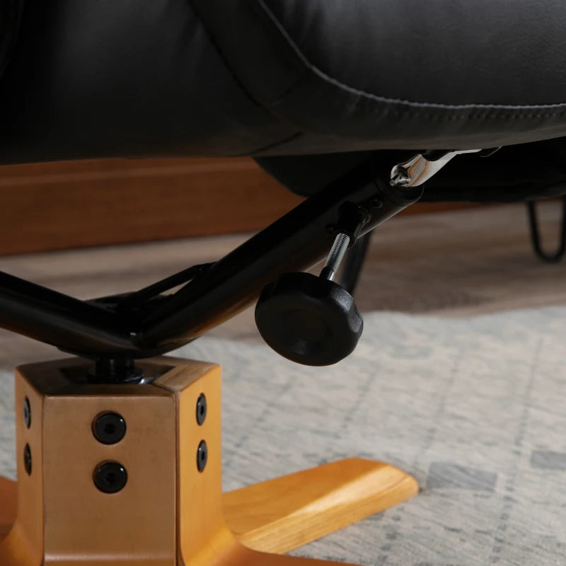 10-Point Massage Recliner Armchair with Footrest in Black PU Leather - Heated Comfort Chair