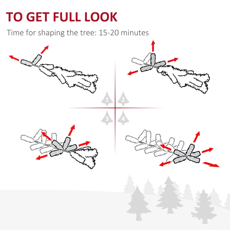 5FT Prelit Snow Flocked Christmas Tree with Warm White LED Lights - Festive Green & White Holiday Home Decoration