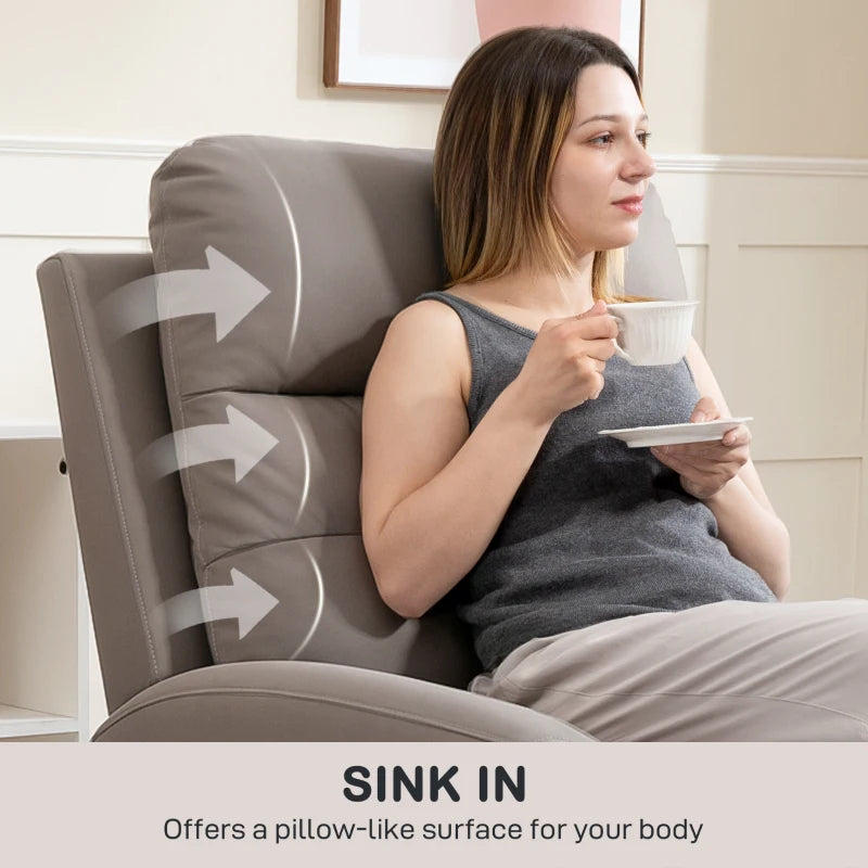 Modern Grey Recliner Armchair with Adjustable Leg Rest and Overstuffed Microfibre Lounge Seating for Living Room or Bedroom