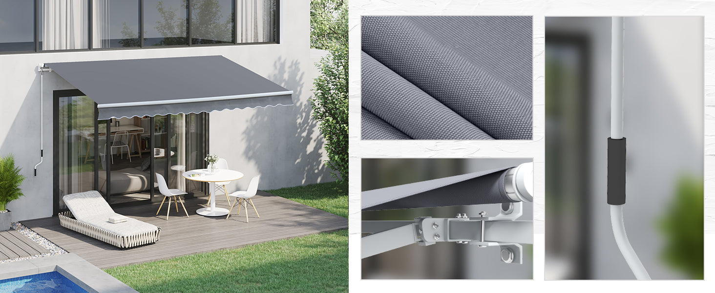 3m x 2.5m Grey Retractable Awning Canopy