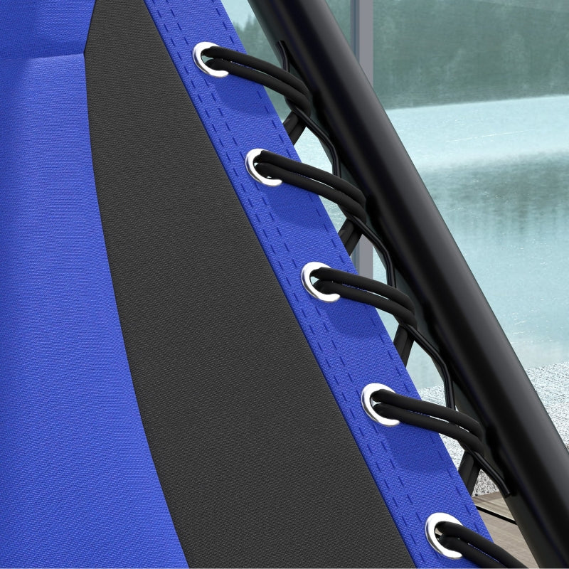 Zero Gravity Lounger Chair - Folding Reclining Patio Chair with Shade Cover, Padded Seat, Cup Holder, Soft Cushion and Headrest - Blue, Large Size