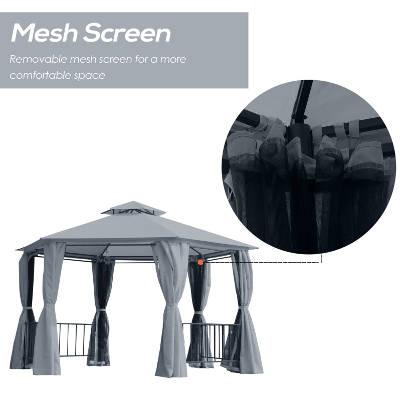 Grey 3m x 3m Hexagon Gazebo